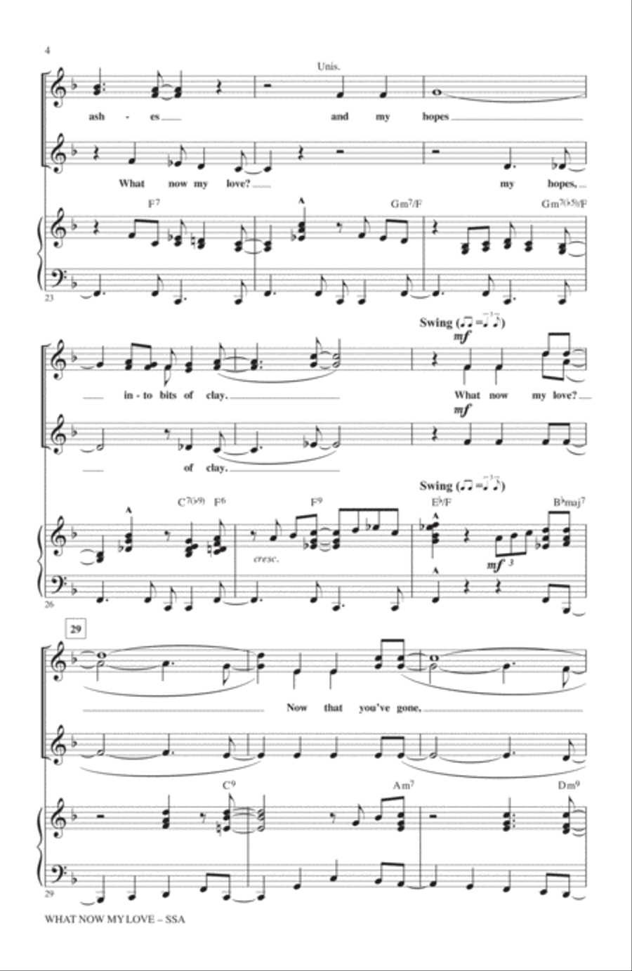 What Now My Love SSA scores gallery preview page 3