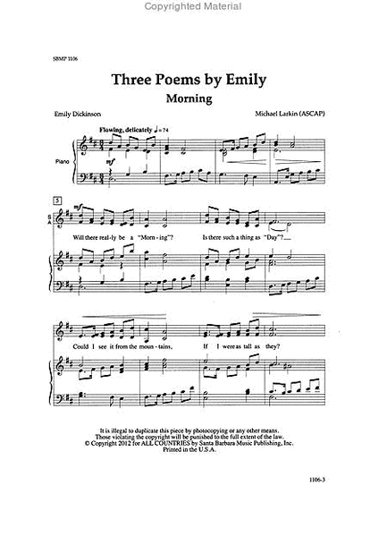 Three Poems by Emily - SATB Octavo image number null