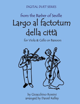 Largo al Factotum from Rossini's Barber of Seville for Three Violins & Cello (with optional Piano)