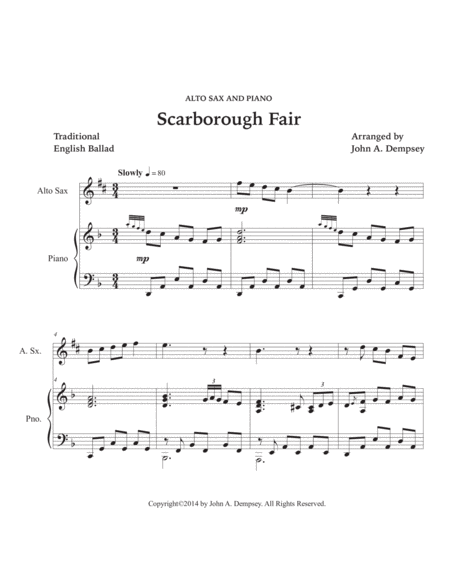 Scarborough Fair (Alto Sax and Piano) image number null