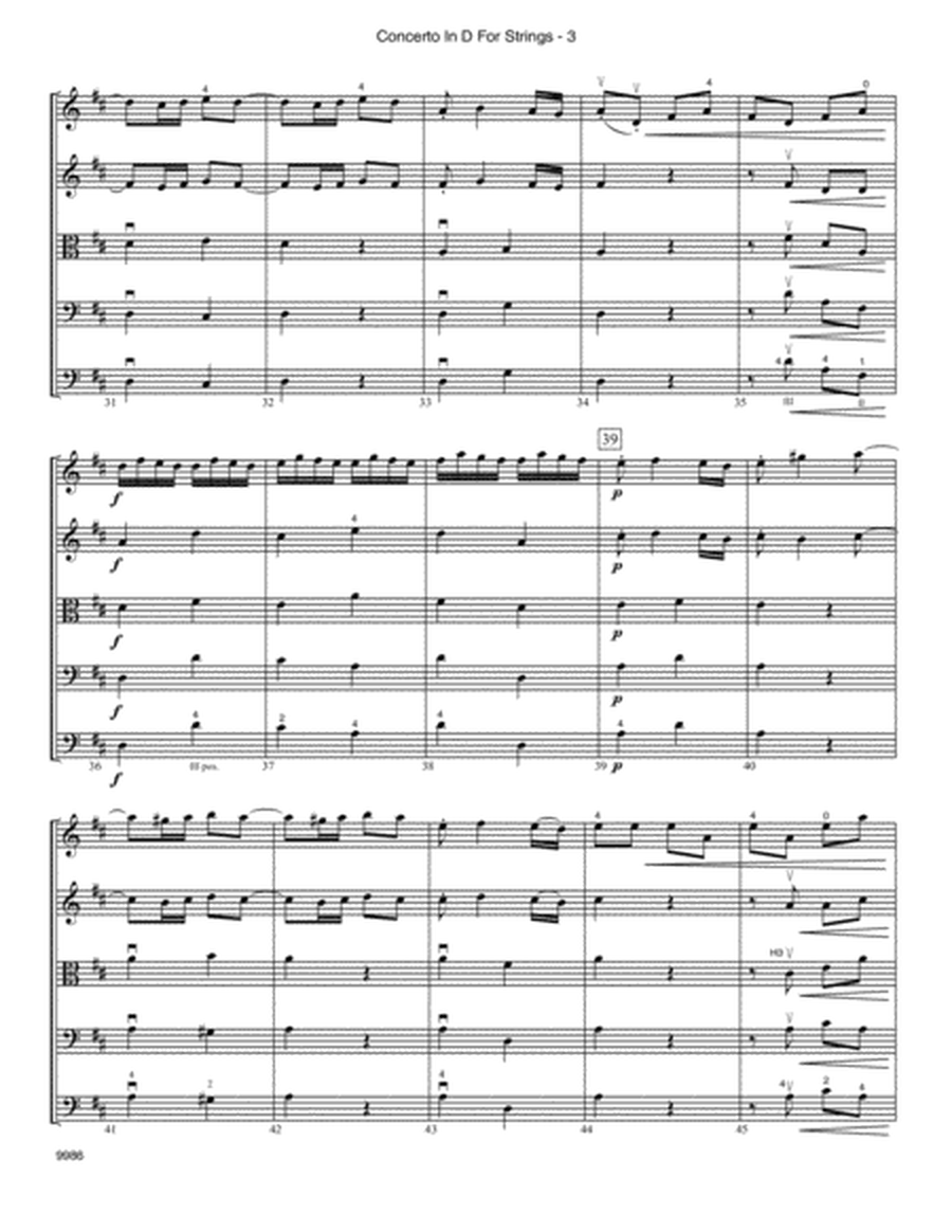 Concerto In D For Strings (Mov II Concerto For Trumpet, 2 Oboes & Continuo) - Full Score