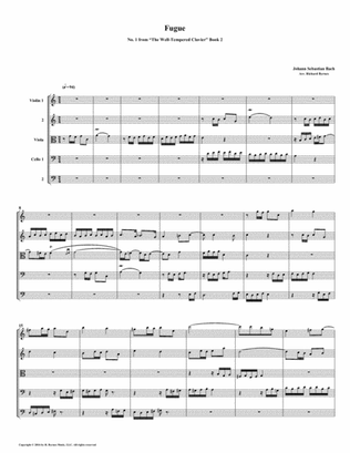 Fugue 01 from Well-Tempered Clavier, Book 2 (String Quintet)