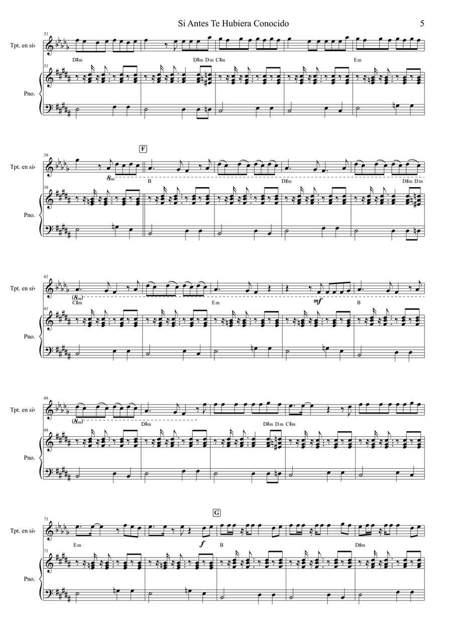 Si Antes Te Hubiera Conocido B-Flat Trumpet scores gallery preview page 5