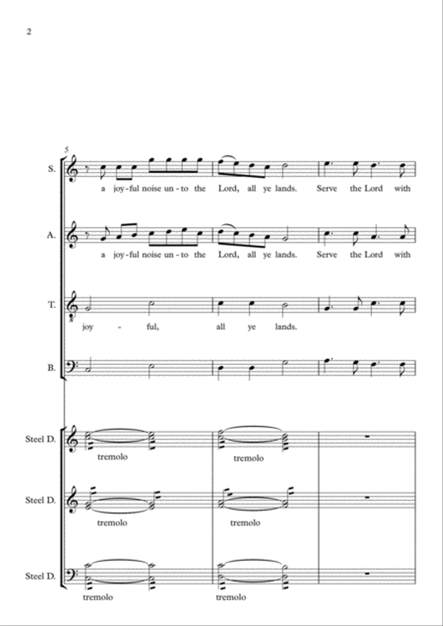 Make a joyful noise (psalm 100) for mixed choir & steel drums 4-Part scores gallery preview page 2