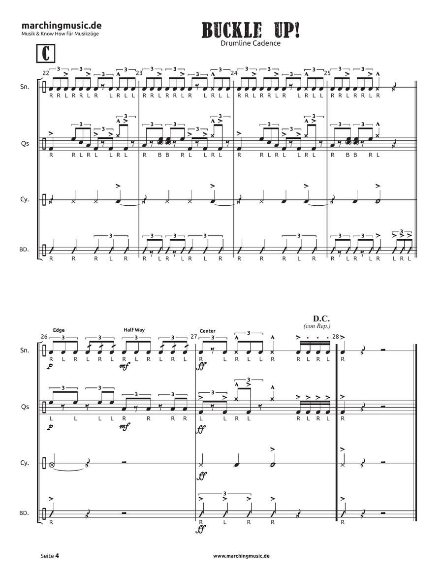 BUCKLE UP! Street Cadence Marching Band scores gallery preview page 5
