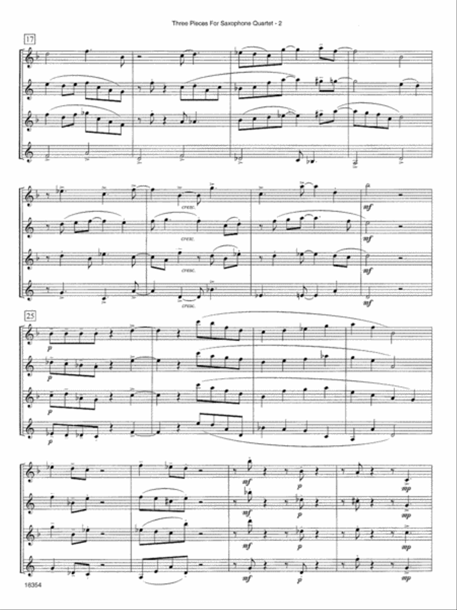 Three Pieces For Saxophone Quartet Saxophone Quartet scores gallery preview page 3