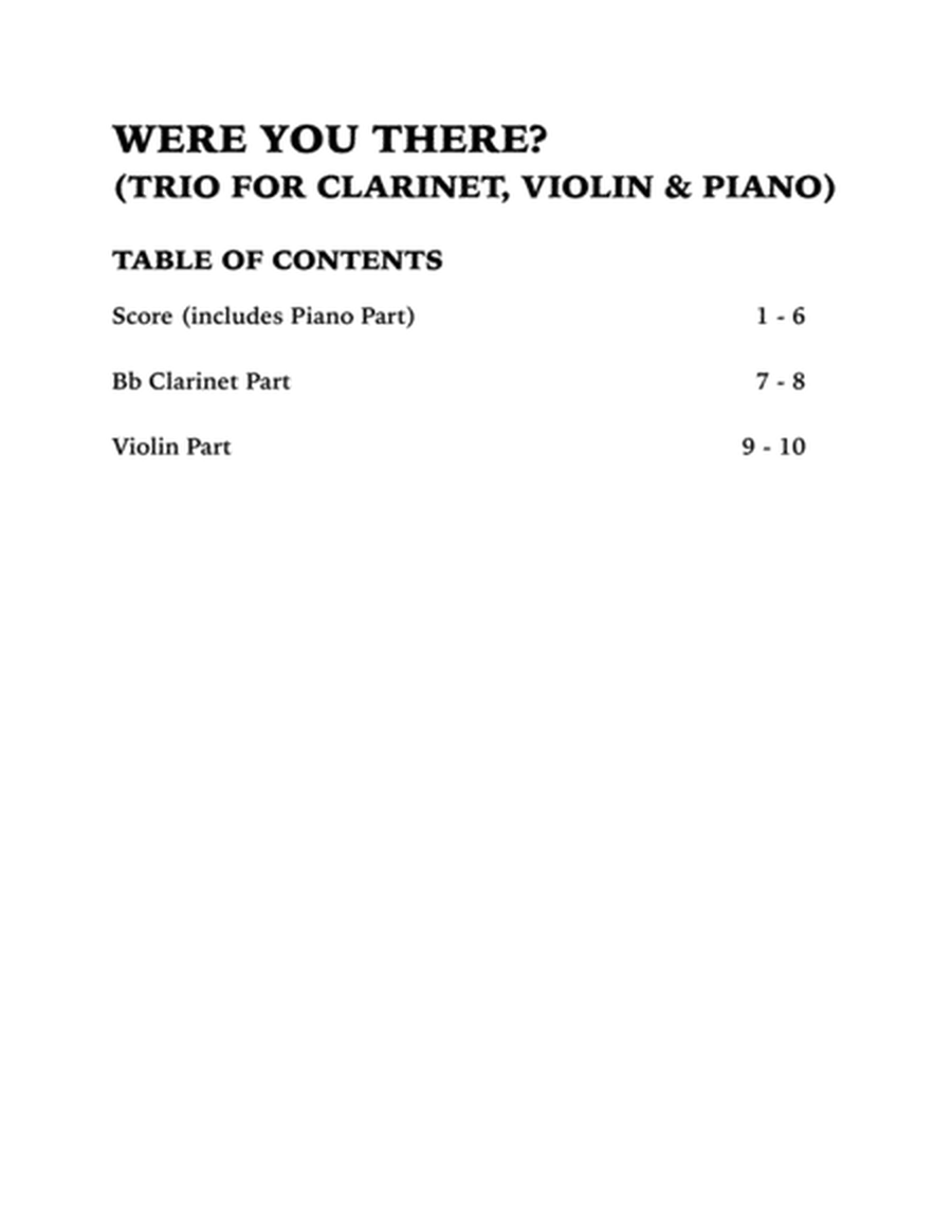 Were You There (Trio for Clarinet, Violin and Piano) image number null