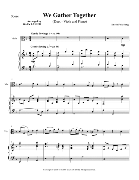 WE GATHER TOGETHER (Duet – Viola and Piano/Score and Parts) image number null