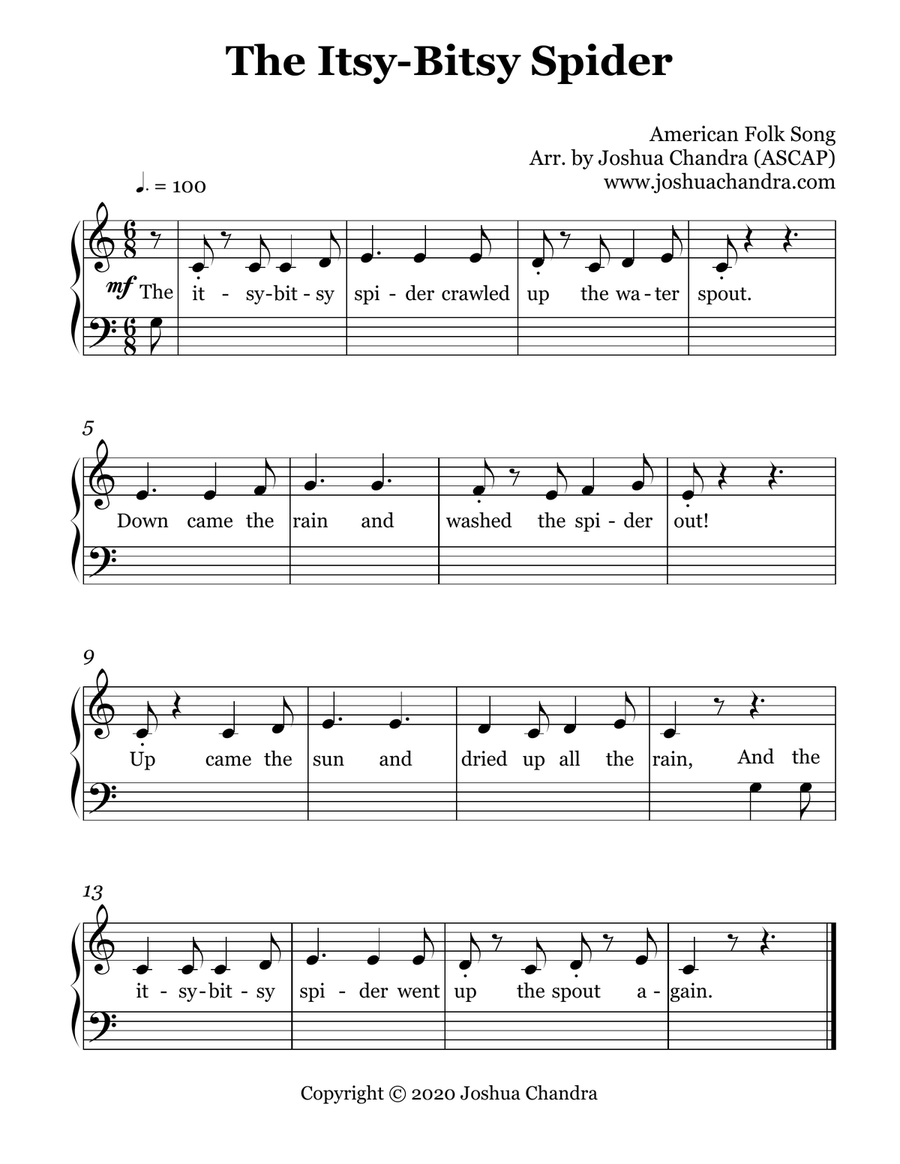 The Itsy-Bitsy Spider (Easy Piano) Piano Method scores gallery preview page 1