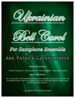 Book cover for Ukrainian Bell Carol - for Saxophone Ensemble