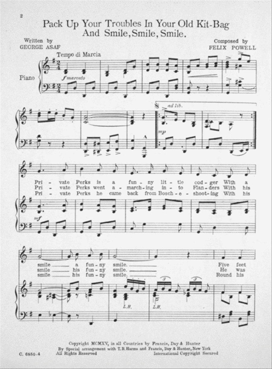 (Pack Up Your Troubles in Your Old Kit Bag) and Smile, Smile, Smile Voice scores gallery preview page 2