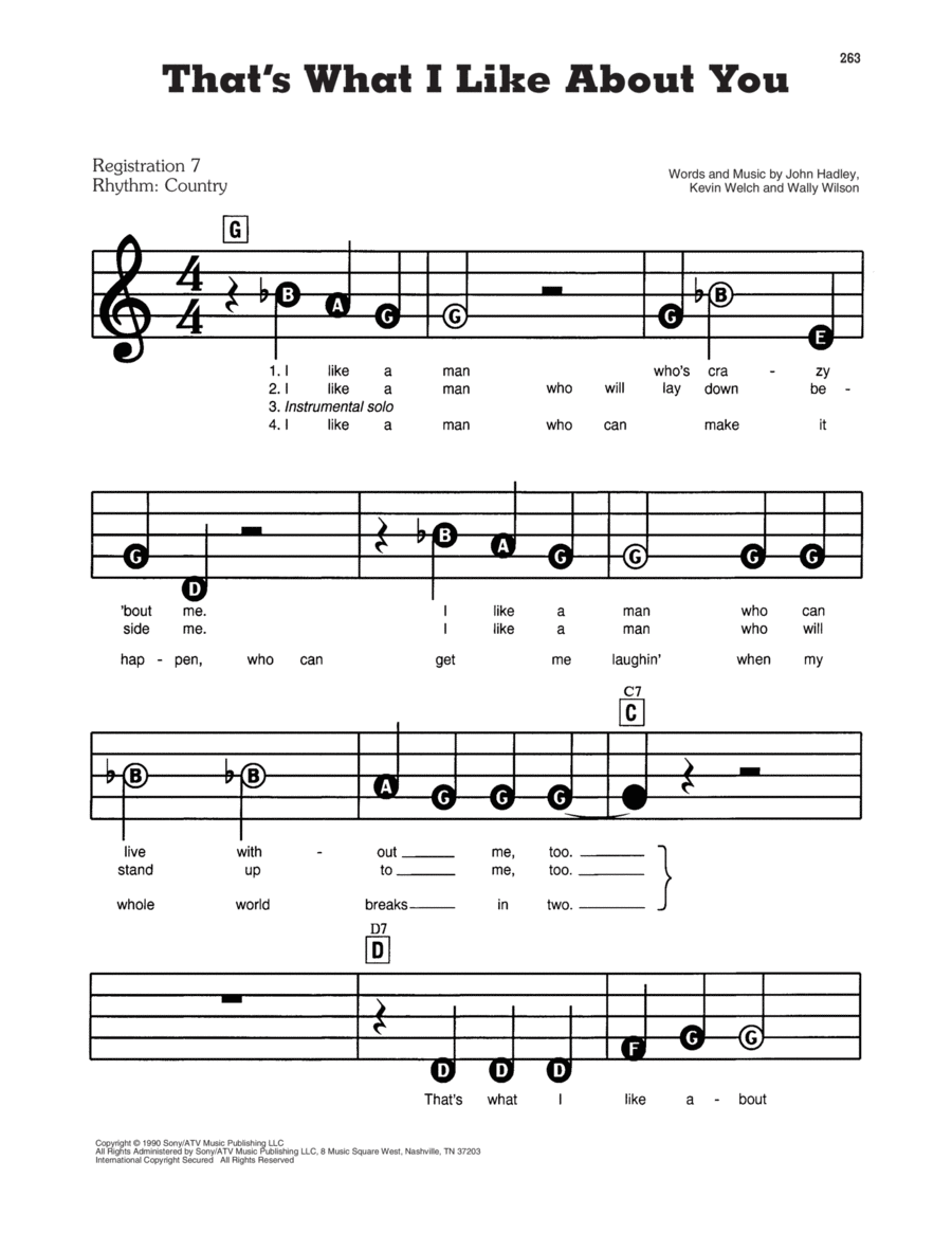 That's What I Like About You Electronic Keyboard scores gallery preview page 1