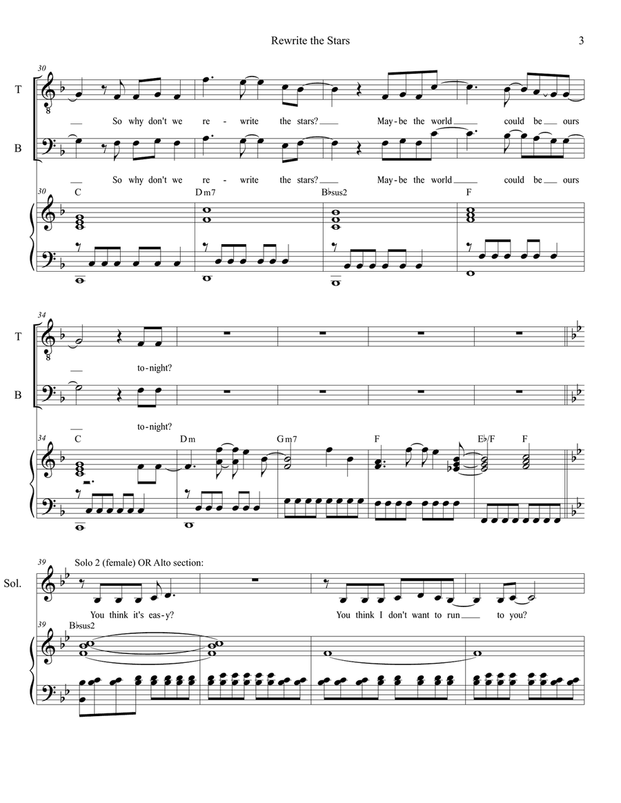Rewrite The Stars 4-Part scores gallery preview page 3