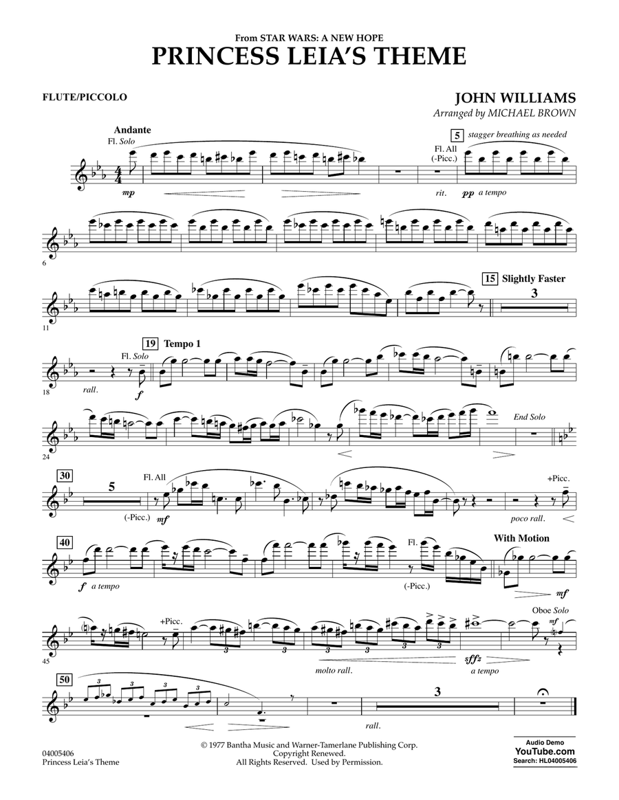 Princess Leia's Theme - Flute/Piccolo Concert Band scores gallery preview page 1