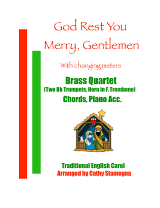 God Rest You Merry, Gentlemen (Brass Quartet: 2 Trumpets, Horn in F, Trombone) (Chords, Piano)