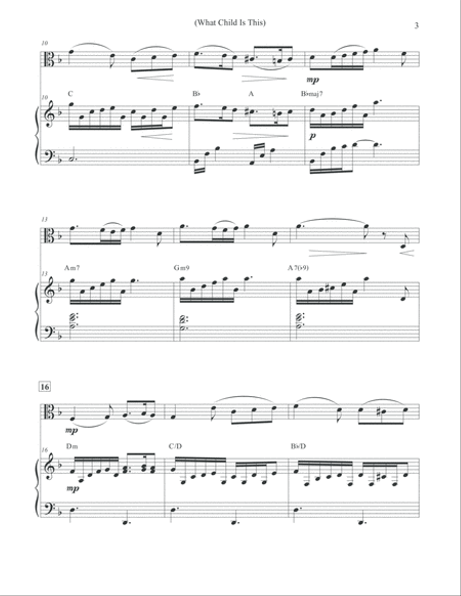 What Child Is This - Christmas Viola & Piano Viola scores gallery preview page 3