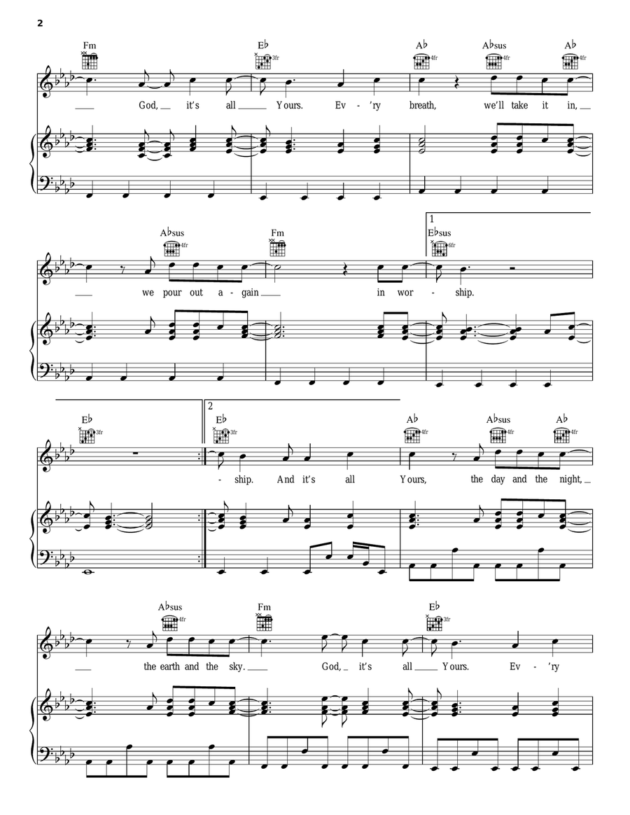 All Yours Piano, Vocal, Guitar scores gallery preview page 2