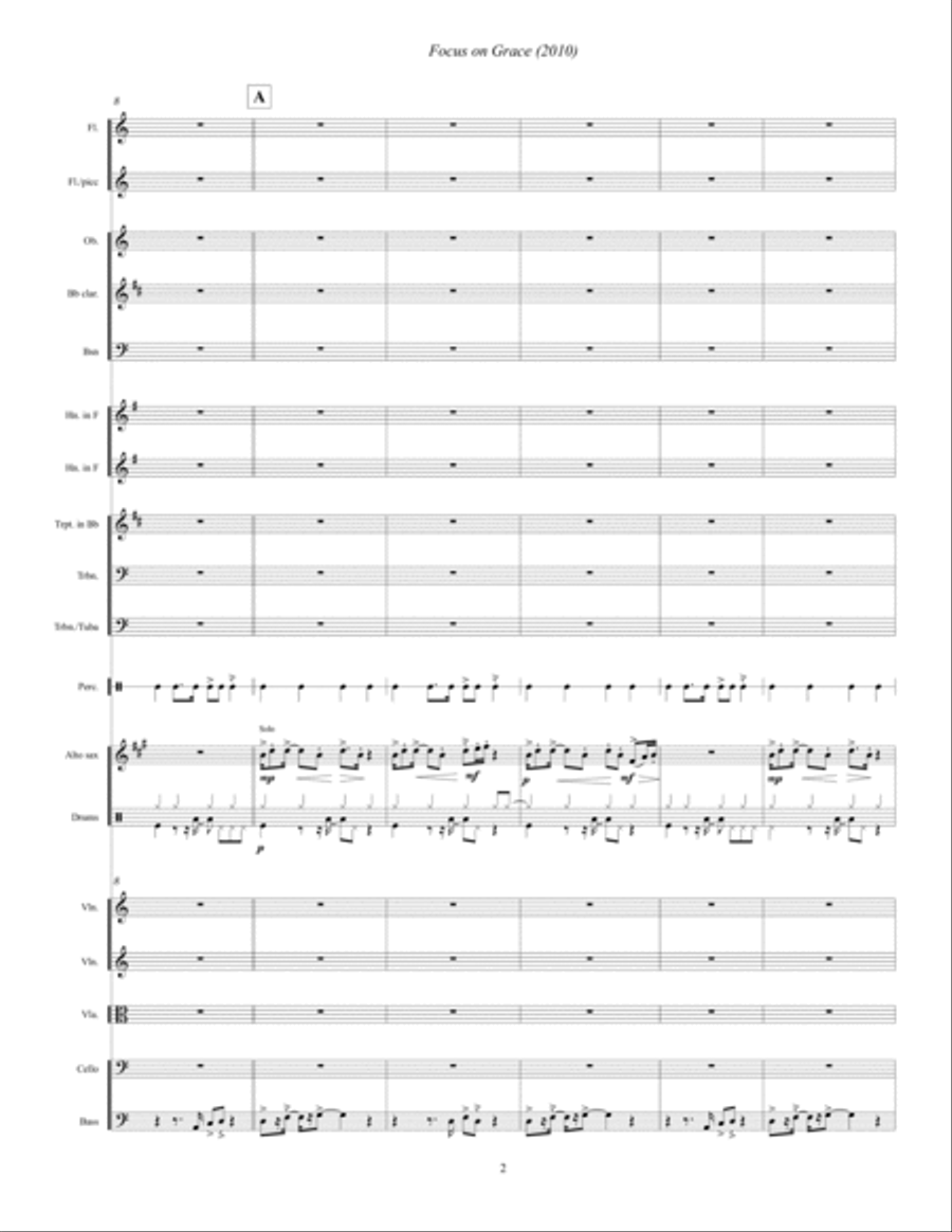 Focus on Grace ... A concerto for jazz saxophone and orchestra (2010) Full Orchestra scores gallery preview page 4