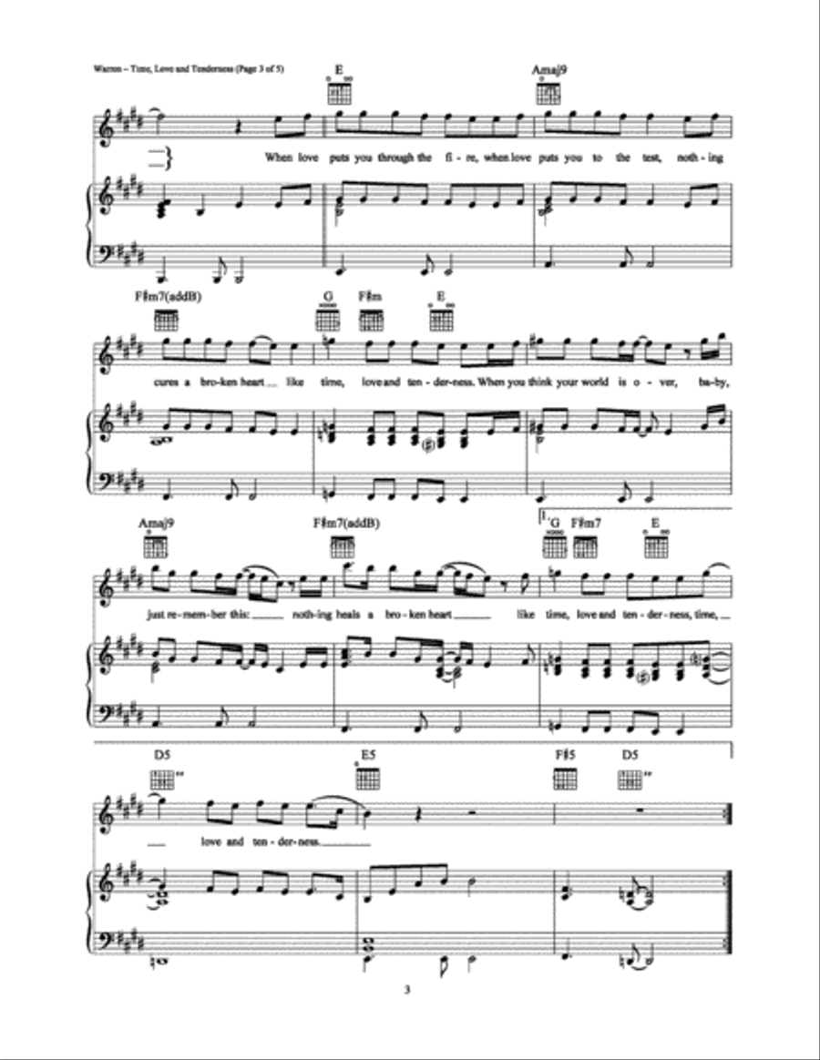 Time, Love and Tenderness Piano, Vocal, Guitar scores gallery preview page 3