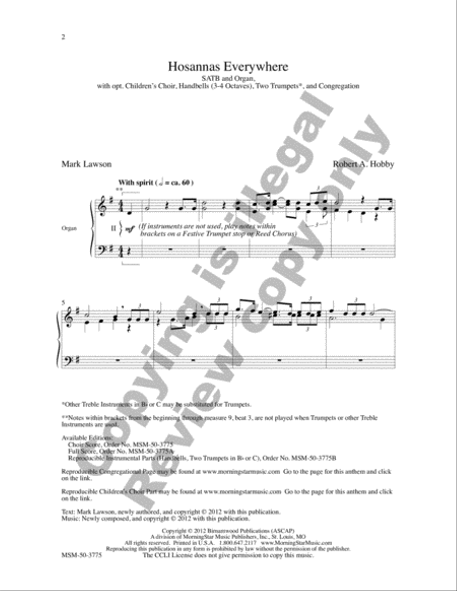Hosannas Everywhere 4-Part scores gallery preview page 2