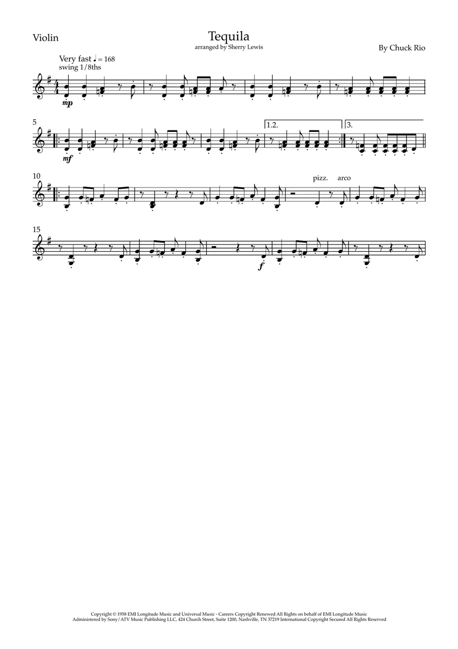 Tequila Tequila Violin Solo scores gallery preview page 1