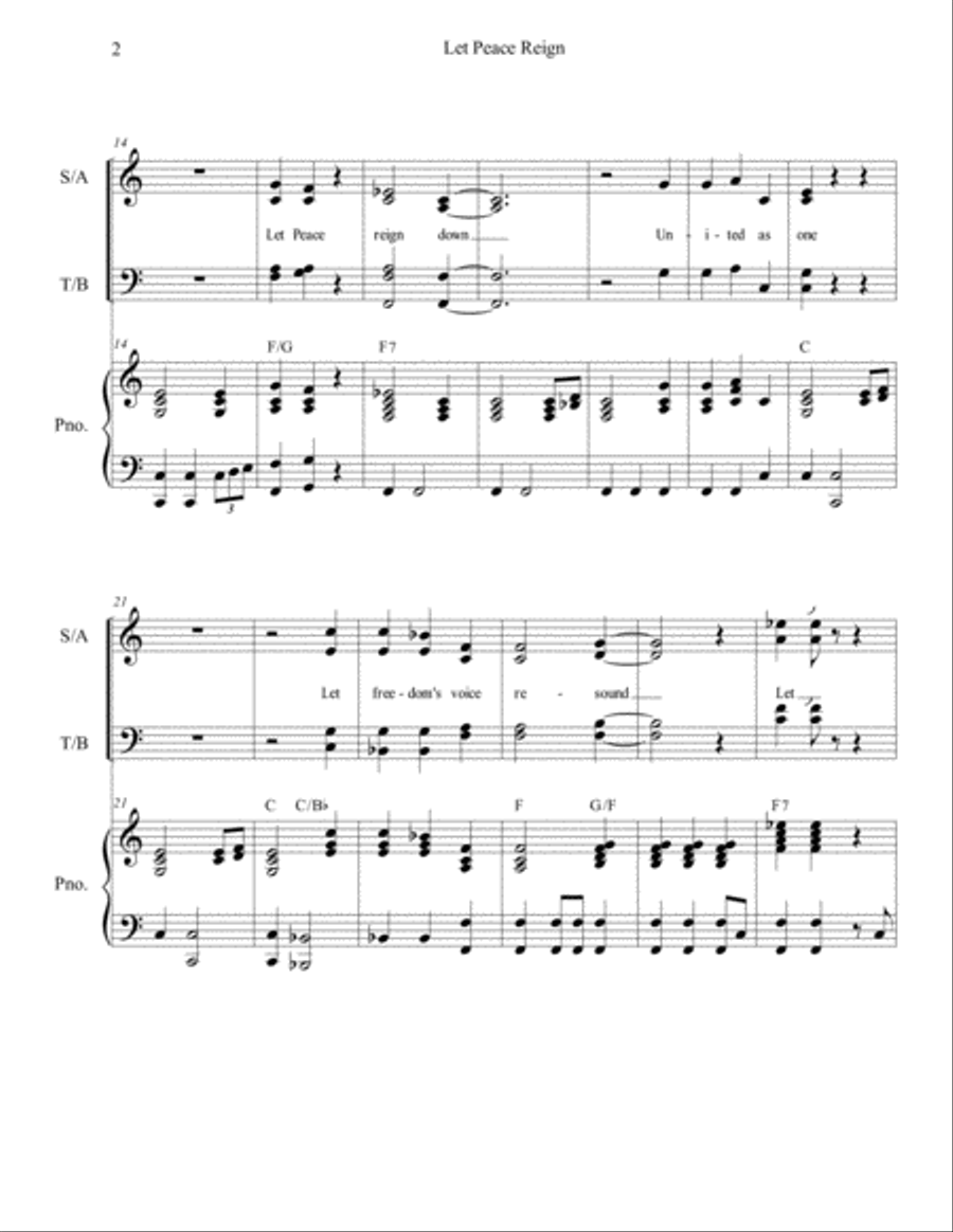 Let Peace Reign Let Peace Reign 4-Part scores gallery preview page 2