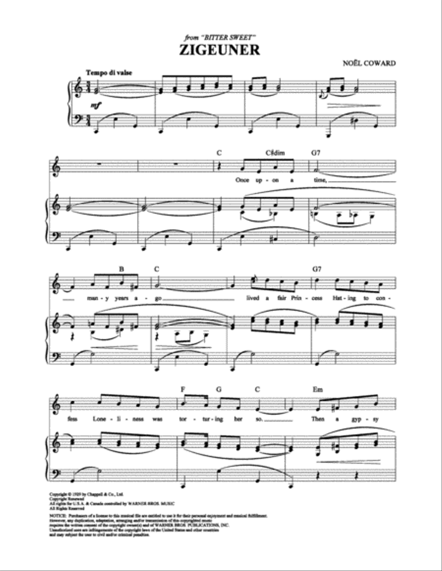 Zigeuner Zigeuner Piano, Vocal, Guitar scores gallery preview page 1