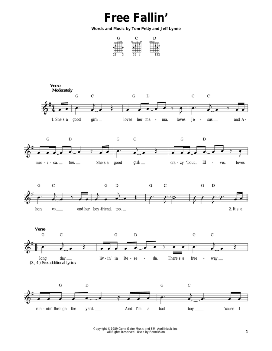 Free Fallin' Acoustic Guitar scores gallery preview page 1