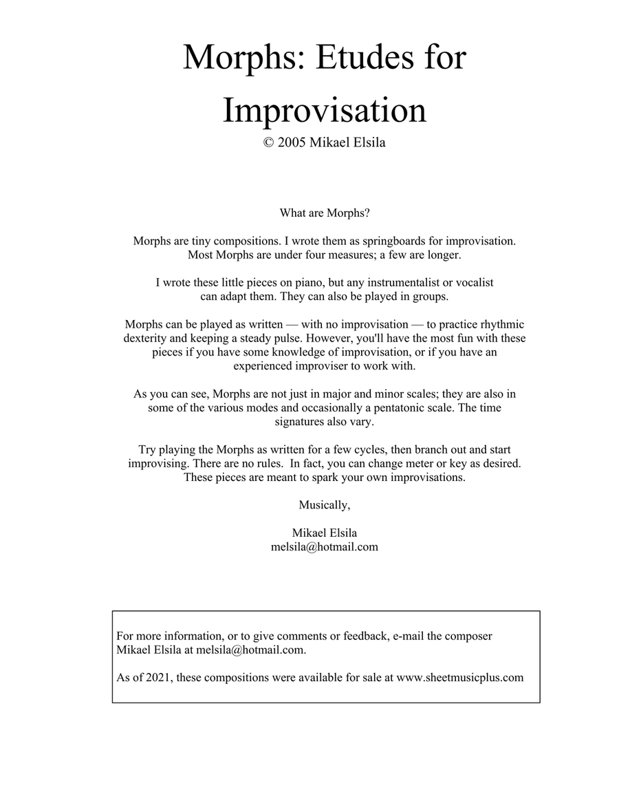 Morphs: Etudes for Improvisation Piano scores gallery preview page 1
