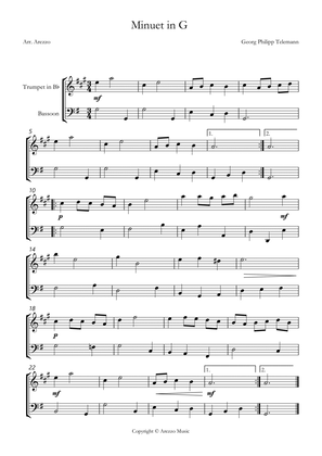 telemann twv 32:13 minuet in g Trumpet and Bassoon sheet music