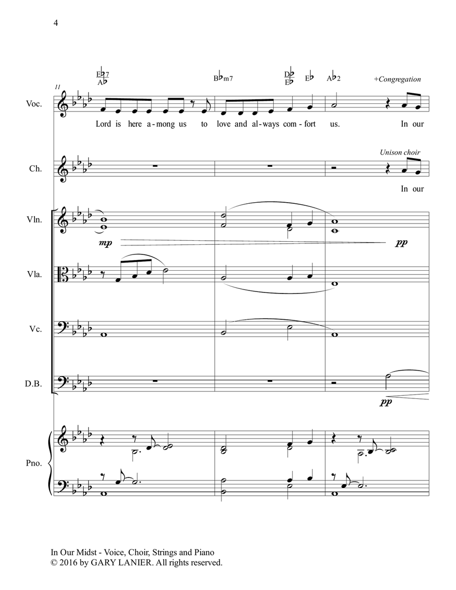 Gary Lanier: IN OUR MIDST (Worship - For Voice, Choir, String Orchestra and Piano with Parts) Choir scores gallery preview page 5
