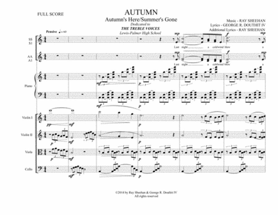 AUTUMN - For Treble Voices (SSAA) Piano & String Quartet image number null
