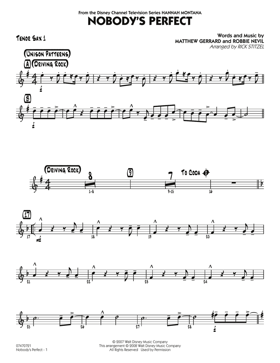 Nobody's Perfect - Tenor Sax 1 Jazz Ensemble scores gallery preview page 1