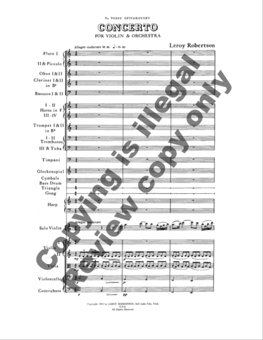 Concerto for Violin & Orchestra (Additional Full Score) Full Orchestra scores gallery preview page 8