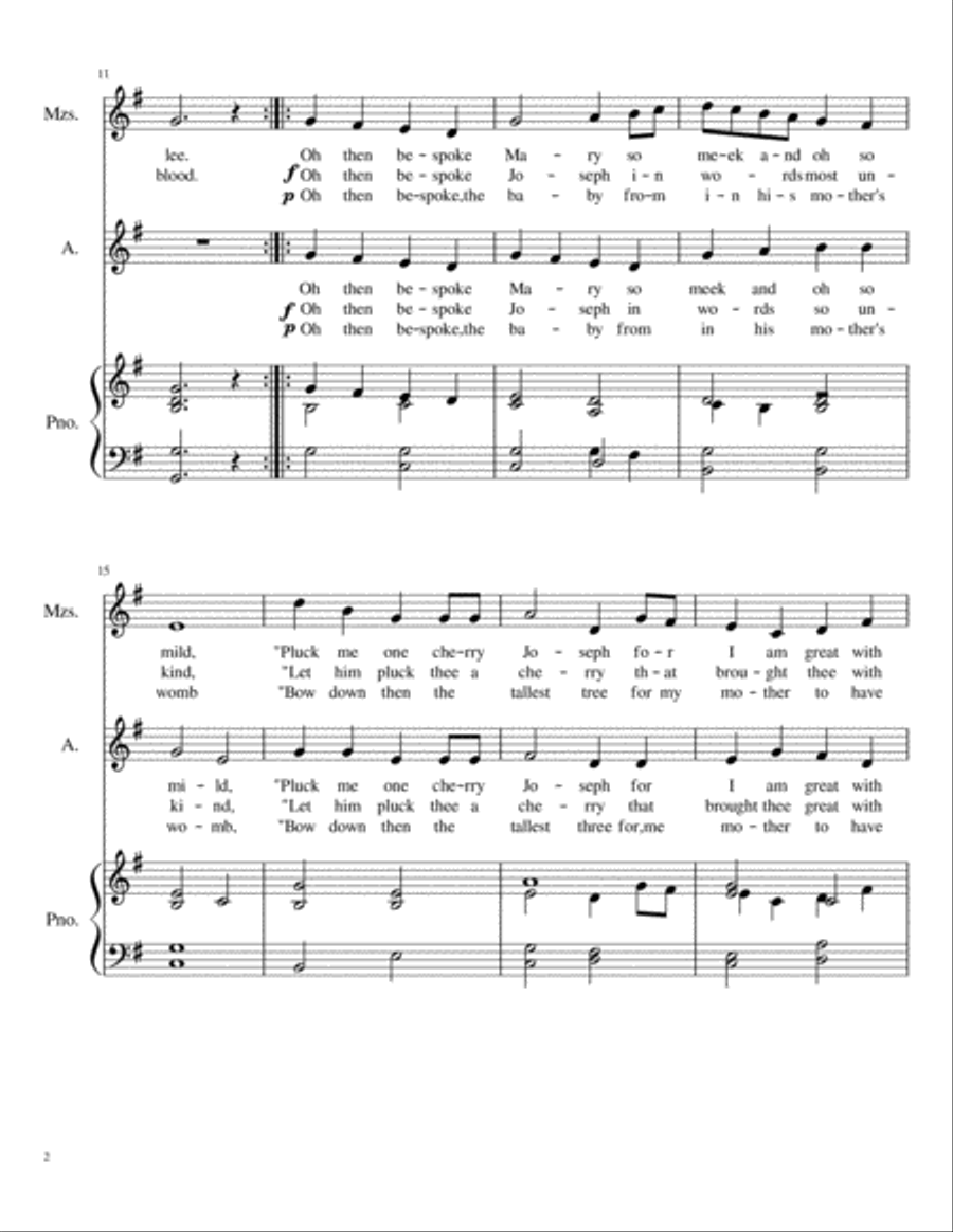 Cherry Tree Carol SSA scores gallery preview page 2
