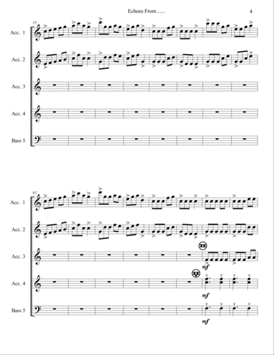 Echoes From ...... (for accordion orchestra) Accordion Orchestra scores gallery preview page 5