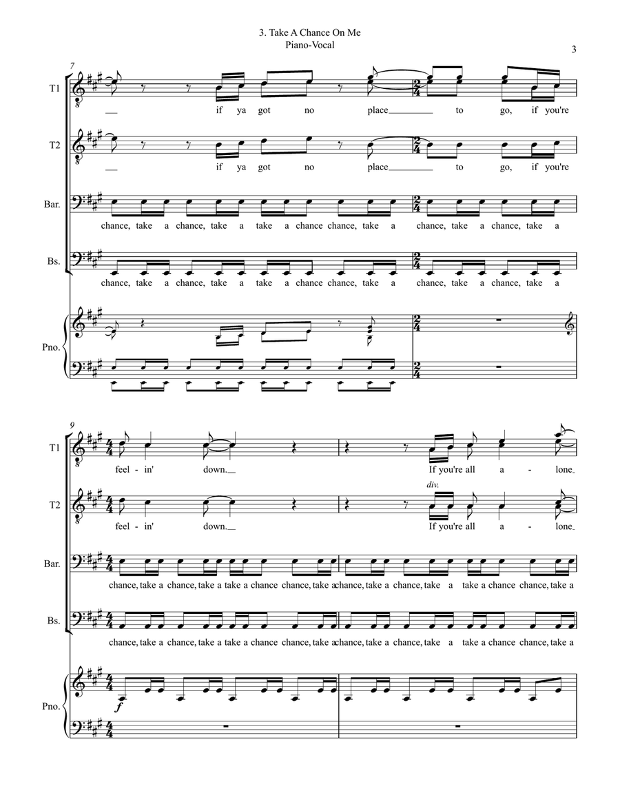 Take A Chance On Me TTBB scores gallery preview page 3
