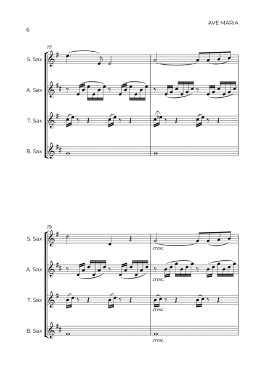 AVE MARIA - GONOUD - SAXOPHONE QUARTET Saxophone Quartet scores gallery preview page 6