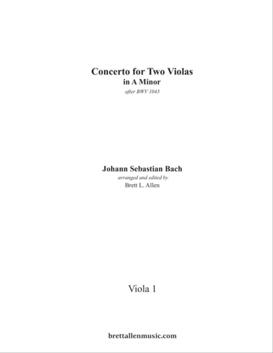 Concerto for Two Violas in A Minor ENSEMBLE PARTS Chamber Orchestra scores gallery preview page 1