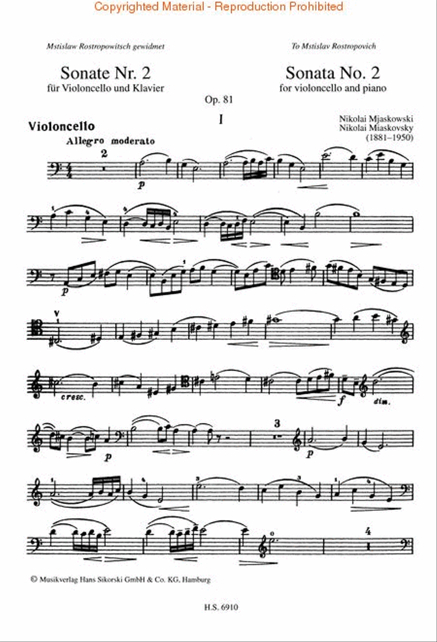 Miaskovsky – Sonata No. 2, Op. 81 Cello scores gallery preview page 4