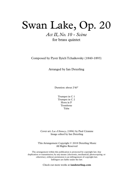 Swan Lake (for Brass Quintet) image number null