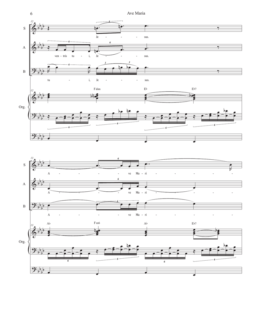 Ave Maria (SAB - (Organ Accompaniment) 3-Part scores gallery preview page 6