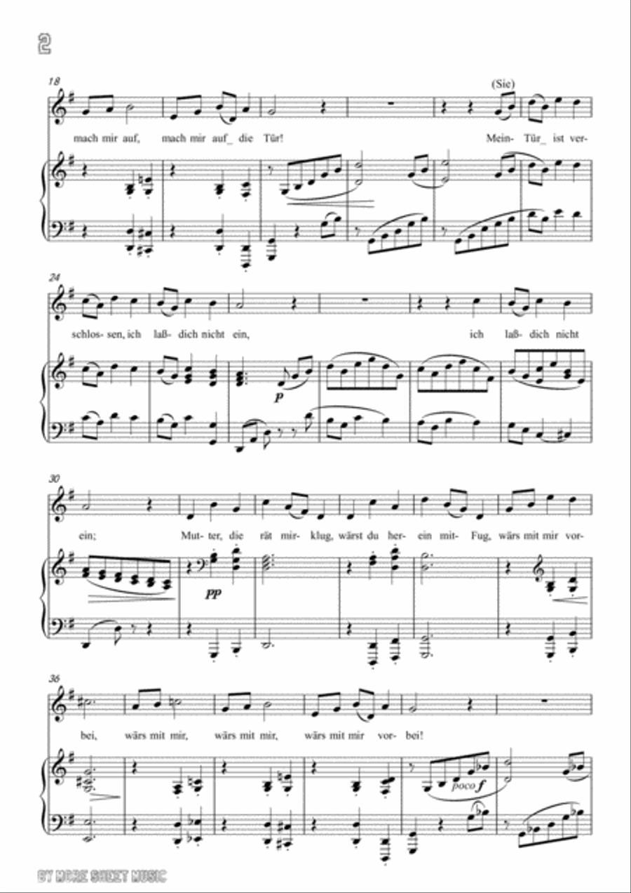 Brahms-Vergebliches Ständchen in G Major,for voice and paino Voice scores gallery preview page 4