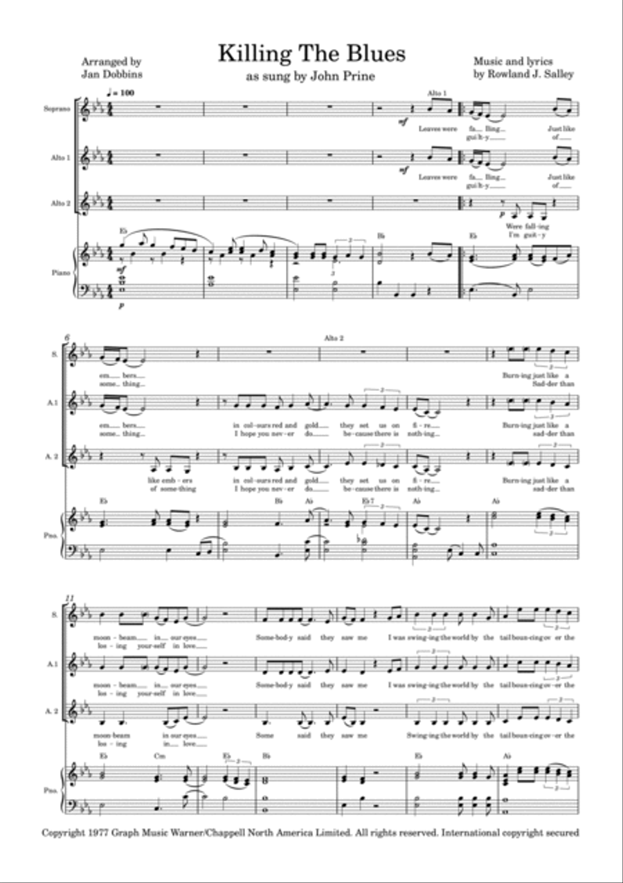 Killing The Blues Killing The Blues Women's Choir scores gallery preview page 2