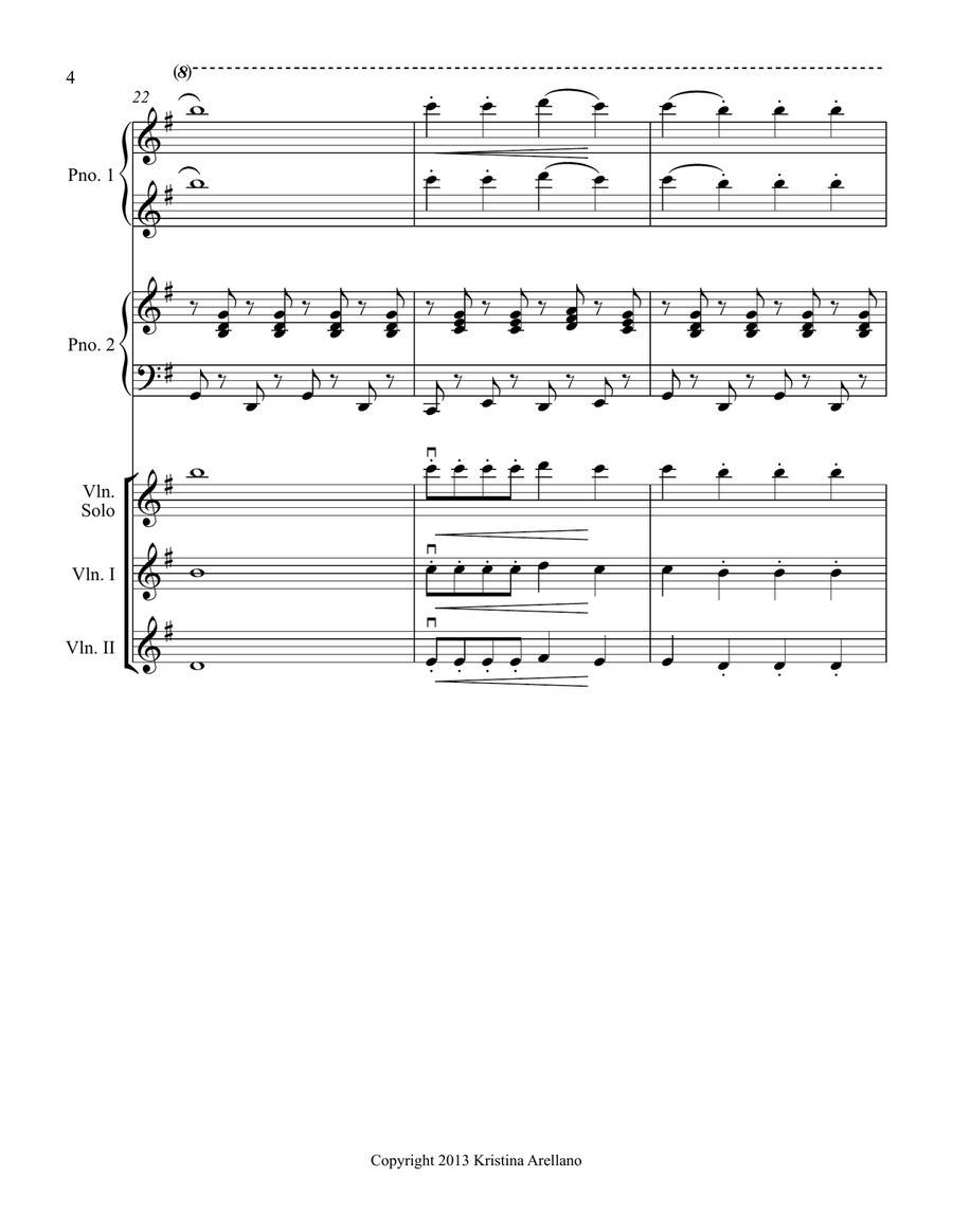 Fiddlin' Bells (Jingle Bells arrangement for 3+ violins and 1 piano--2 to 4 hands) Violin Solo scores gallery preview page 4