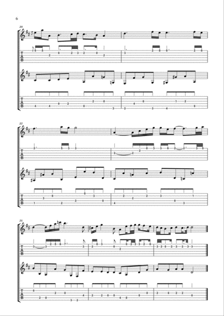 Bach: Air on the G String for Guitar Duo (2 Guitars) (Notation and Tabs) Acoustic Guitar scores gallery preview page 6