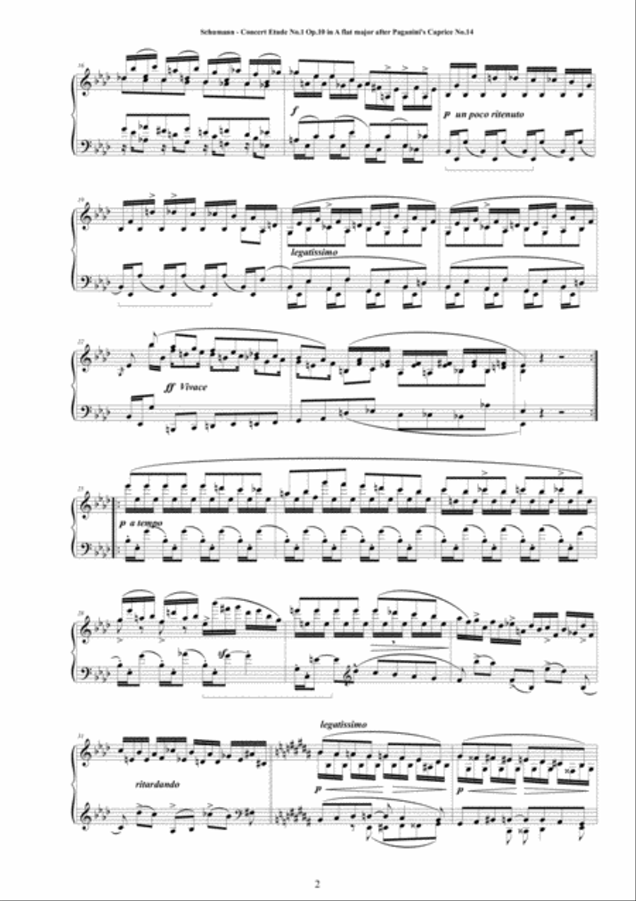 Schumann - Concert Etude No.1 in A flat Op.10 for Piano after Paganini's Caprices Piano Method scores gallery preview page 2