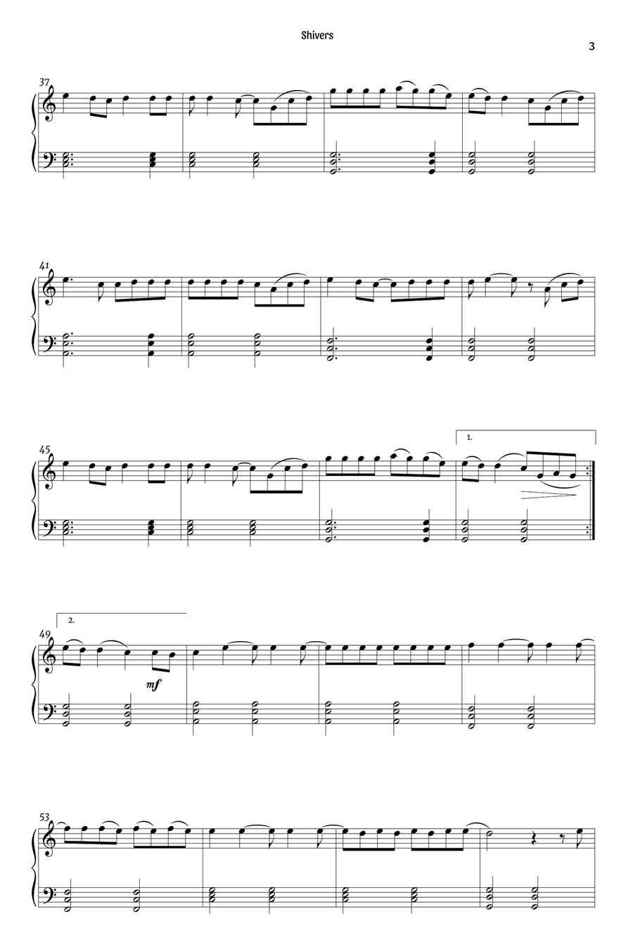 Shivers Easy Piano scores gallery preview page 3