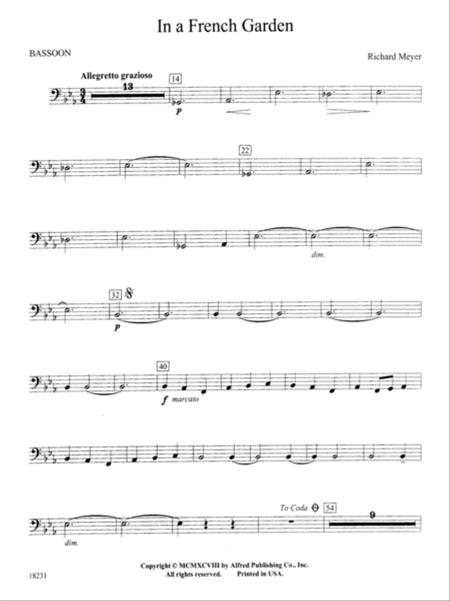 In a French Garden: Bassoon Concert Band scores gallery preview page 1