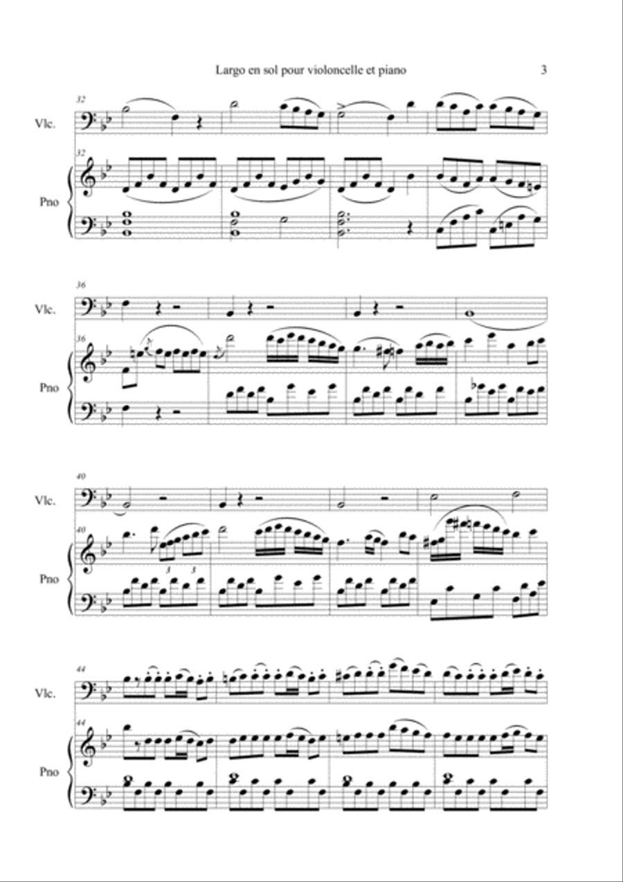 Donizetti, Gaetano (1797-1848)-Largo en sol pour violoncelle et piano Small Ensemble scores gallery preview page 3